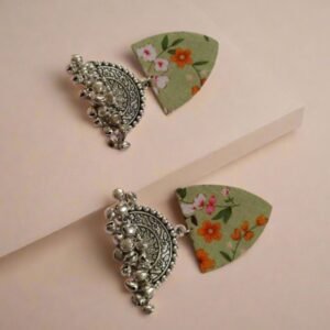 Rainvas Green floral printed oxidized earrings